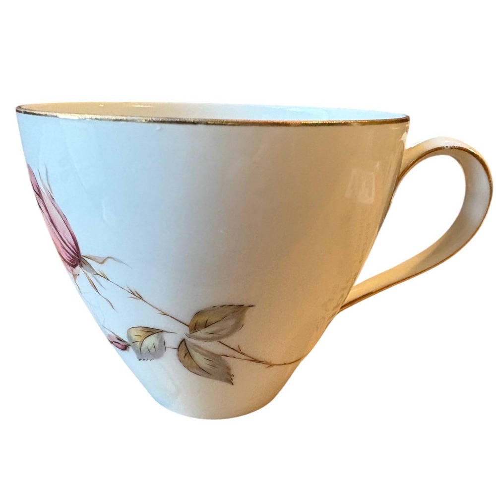 Johann Haviland Bavaria Germany Pink Rosebud Gold Trim Porcelain Teacup